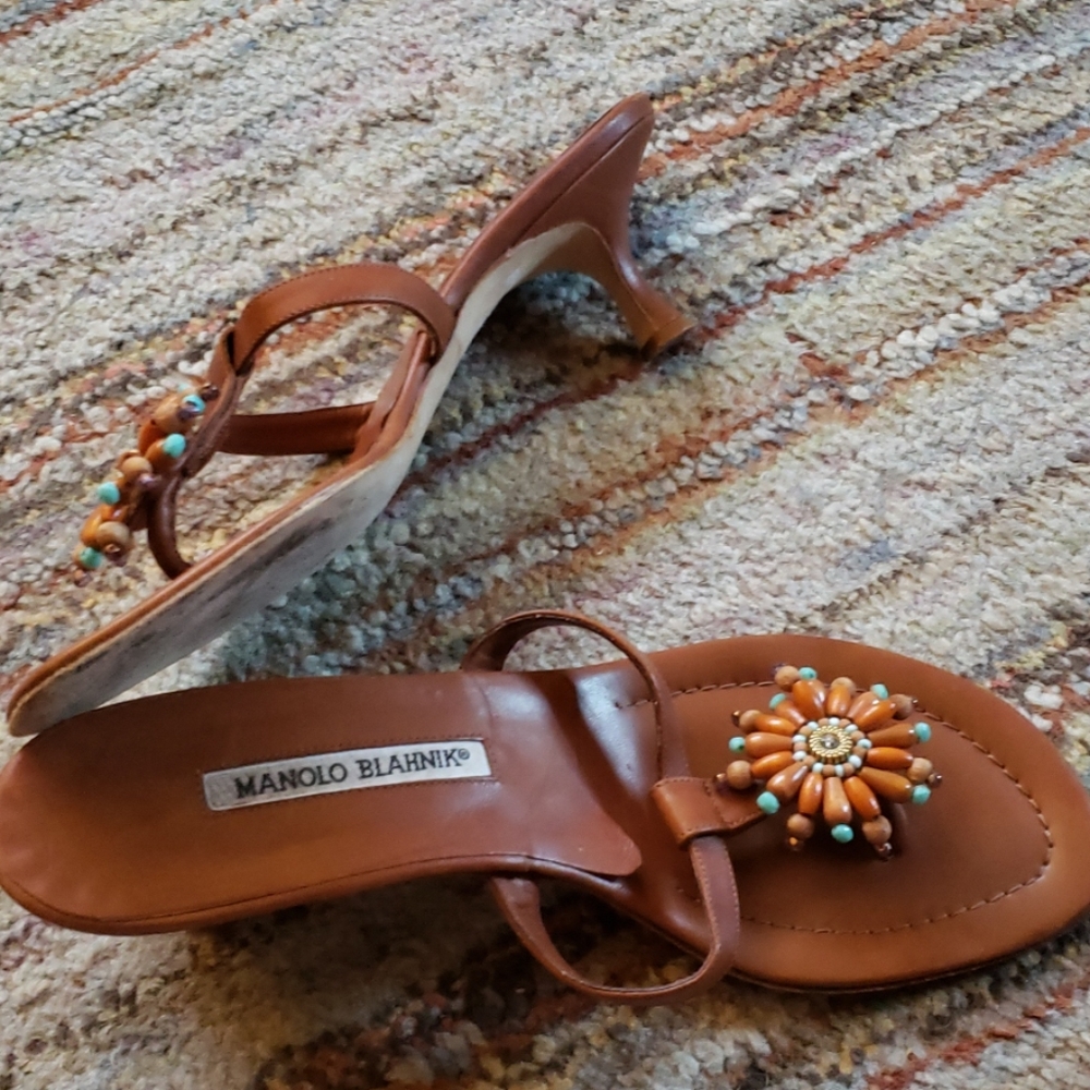 Women's Manolo Blahnik beaded slides
